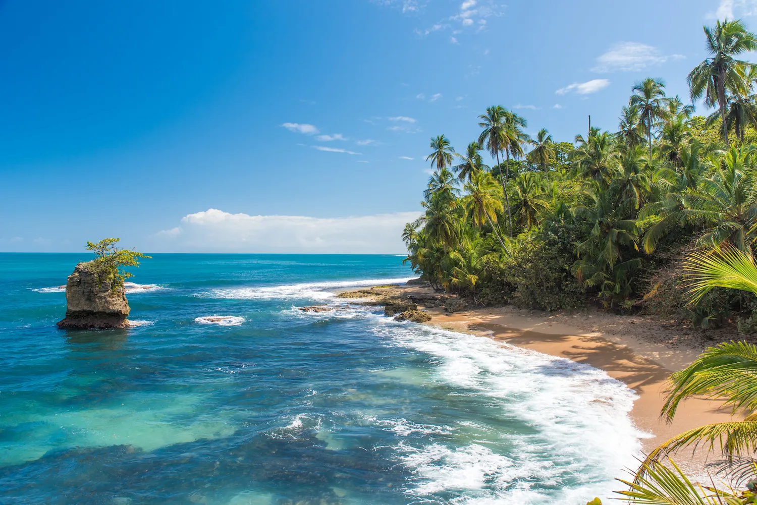 The vibrant Caribbean coast of Puerto Viejo, where turquoise waters meet lush tropical jungle